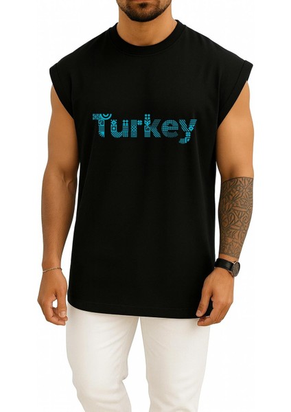 Oversize Turkey - Türkiye Yazılı Göğüs Tasarımlı Atlet
