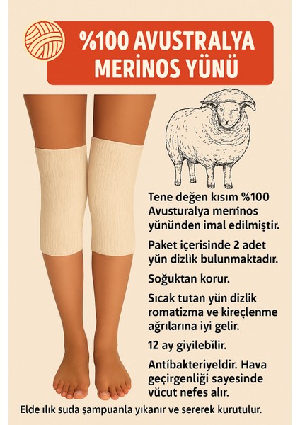 %100 Merinos Yünü Süper Ince Dizlik