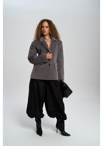 Kaela Bel Oturmalı Gri Blazer