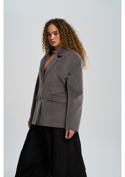 Kaela Bel Oturmalı Gri Blazer modelleri