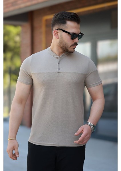 Erkek Hakim Yakalı Kısa Kollu Pamuklu T-Shirt