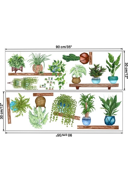 Bfs Raflı Saksılı Çiçek Tasarımlı Yapışkanlı Sticker MC-480B indirimleri