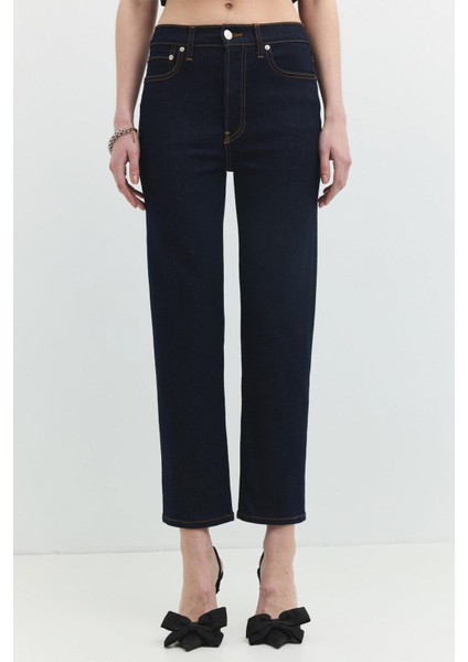 Regular Straight Fit Koyu Indigo Kadın Jean Pantolon indirimleri