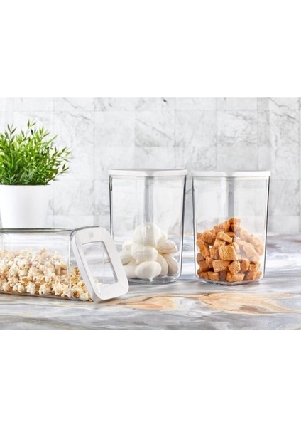 Yeşil Vakumlu Kristal Mika Saklama Kabı 3'lü 1200 ml modelleri