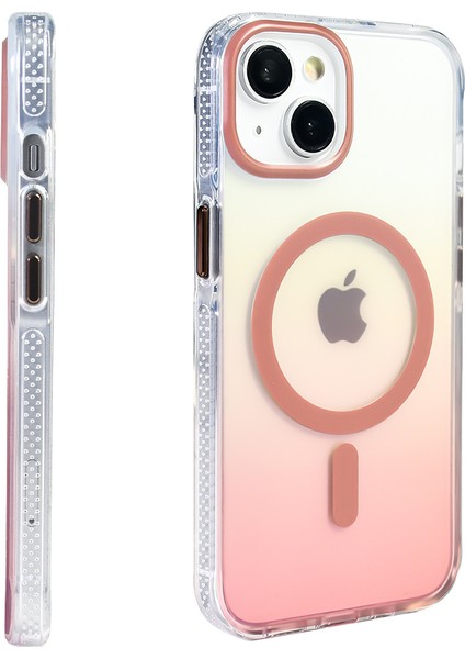Apple iPhone 14 Kılıf M-Safe Şarj Özellikli Transparan Renk Geçişli Zore Toros Kapak