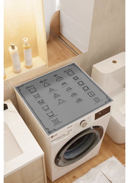 Kaymaz Tabanlı Çamaşır Makinesi Örtüsü Yıkanabilir Modern