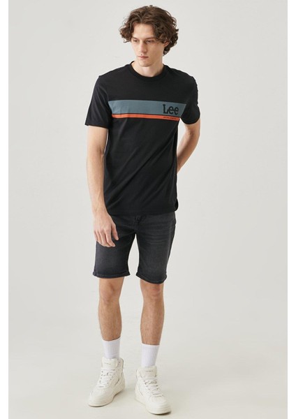 Erkek Siyah Regular Fit Bisiklet Yaka T-Shirt