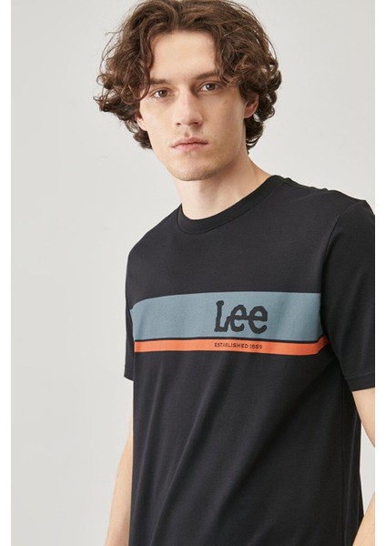 Erkek Siyah Regular Fit Bisiklet Yaka T-Shirt