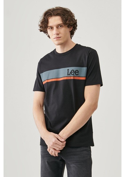 Erkek Siyah Regular Fit Bisiklet Yaka T-Shirt