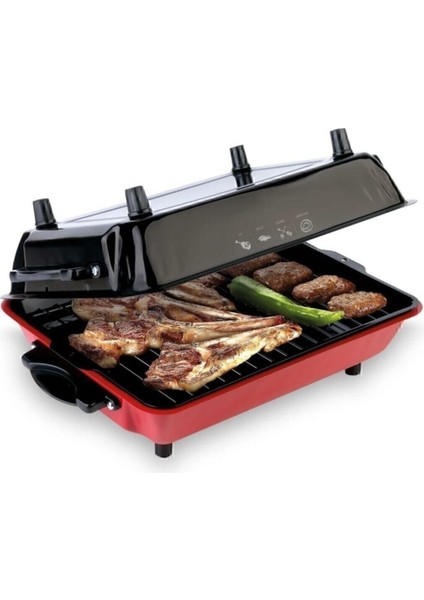40X30 cm Elektrikli Izgara Barbekü Mangal Emaye Gövdeli Siyah