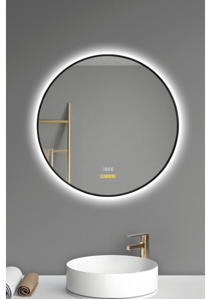Dokunmatik Akıllı Ayna Buhar Tutmayan Hareket Sensörlü 3 Renk Ledli Siyah Çerçeveli Banyo Aynası 90CM fiyatları