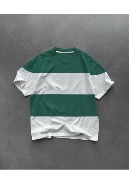 Unisex Bisiklet Yaka Parçalı T-Shirt - Yeşil fiyatları