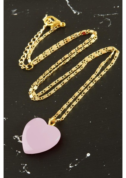 Msa-Shop Yeni Sezon Kalp Kolye-Açık Pembe