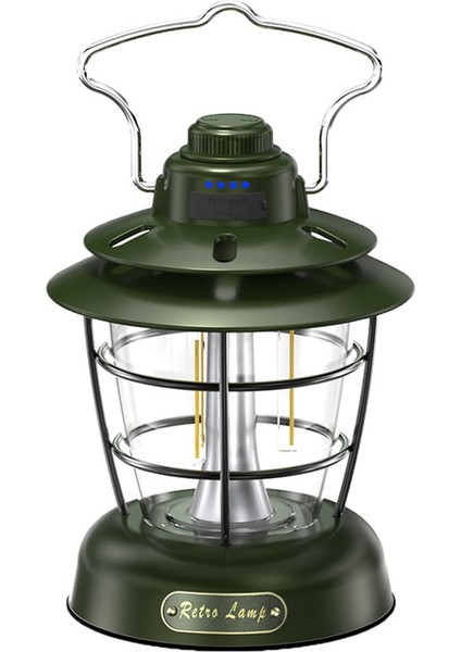 Retro Fener Açık Hava Çok Fonksiyonlu Kamp Çadırı Işığı Akıllı USB Şarjlı Taşınabilir Fener Ev Kamp Işığı C (Yurt Dışından)