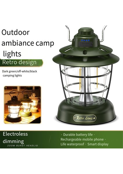 Retro Fener Açık Hava Çok Fonksiyonlu Kamp Çadırı Işığı Akıllı USB Şarjlı Taşınabilir Fener Ev Kamp Işığı C (Yurt Dışından) fiyatları