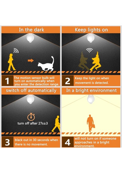 4 Adet E27 LED Hareket Sensörlü Ampul LED Lamba Pır Sensörlü Ampul Otomatik Açma/kapama Gece Lambası Veranda Merdiven Garaj Işıkları 9W (Yurt Dışından) fiyatları