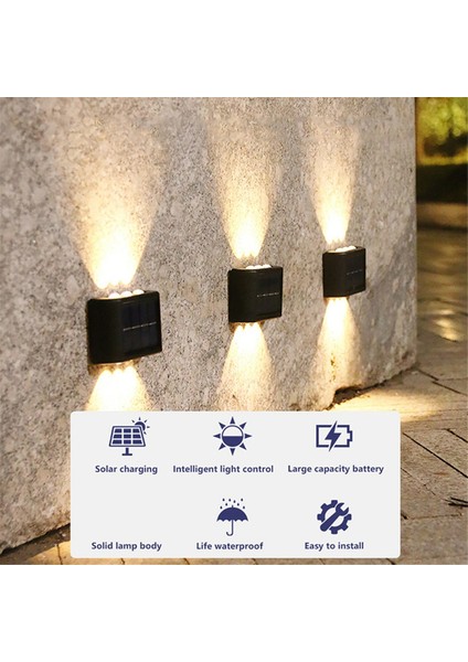 LED Güneş Duvar Lambası Açık Su Geçirmez Çit Lambası Güneş Işığı Bahçe ve Süs Bahçe Aydınlatması, Sıcak Işık (Yurt Dışından) fırsatları