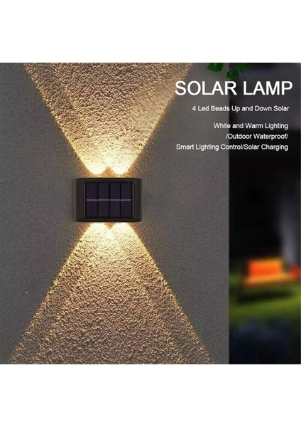 LED Güneş Duvar Lambası Açık Su Geçirmez Çit Lambası Güneş Işığı Bahçe ve Süs Bahçe Aydınlatması, Sıcak Işık (Yurt Dışından) indirimleri