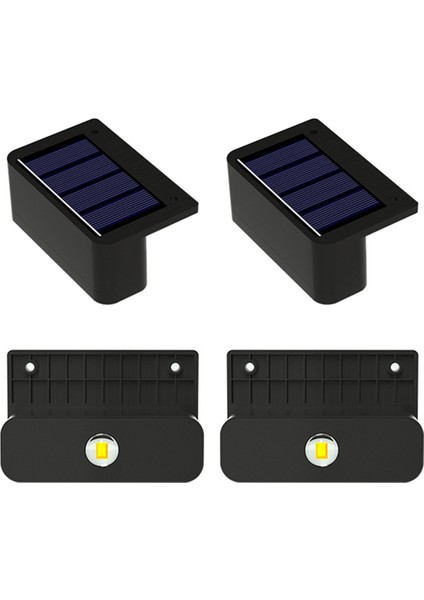 4 Adet LED Güneş Enerjili Duvar Lambası Merdiven Işığı Dış Aydınlatma Çit Veranda Dekoratif Lamba Basamak Çit Bahçe Sıcak Işık (Yurt Dışından)