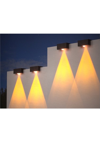 4 Adet LED Güneş Enerjili Duvar Lambası Merdiven Işığı Dış Aydınlatma Çit Veranda Dekoratif Lamba Basamak Çit Bahçe Sıcak Işık (Yurt Dışından) modelleri