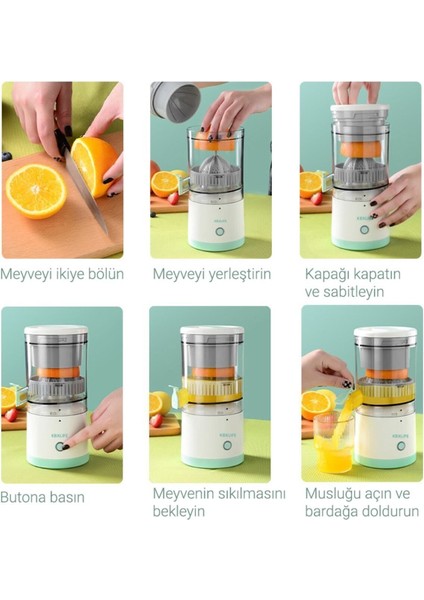 Kablosuz Taşınabilir Narenciye Sıkacağı, Şarjlı Portakal Meyve Sıkacağı Beyaz indirimleri