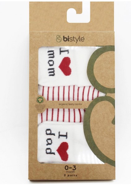 Bistyle Mom Dad 3'lü Penye Soket Çorap 10123 Ekru