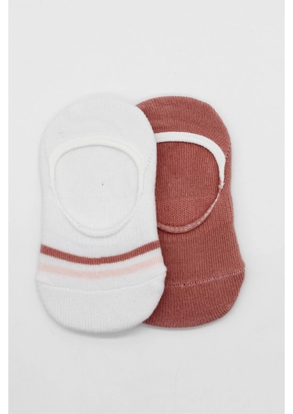 Bistyle 2'li Penye Babet Silikon Çemberli Çorap 30102 Pudra Beyaz