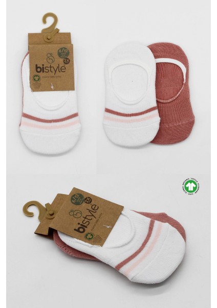 Bistyle 2'li Penye Babet Silikon Çemberli Çorap 30102 Pudra Beyaz