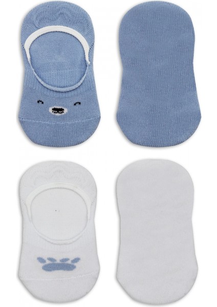 Bistyle 2'li Babet Cute Face Penye Çorap 30103 Mavi-Beyaz fırsatları