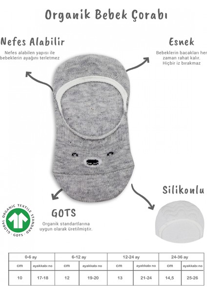 Bistyle 2'li Babet Cute Face Penye Çorap 30103 Gri Beyaz fiyatları