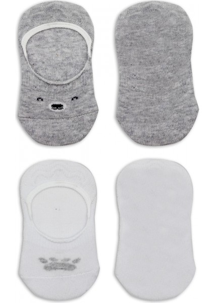 Bistyle 2'li Babet Cute Face Penye Çorap 30103 Gri Beyaz fırsatları