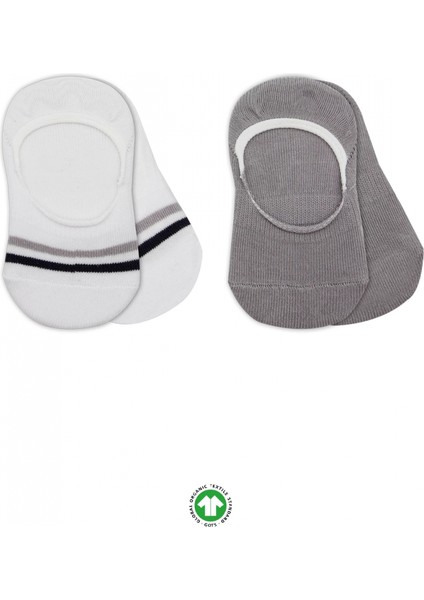 Bistyle 2'li Penye Babet Silikon Çemberli Çorap 30102 Gri Beyaz