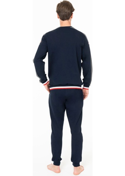 18931 Erkek Lacıvert Yuvarlak Yaka Uzun Kollu Pijama Takımı modelleri