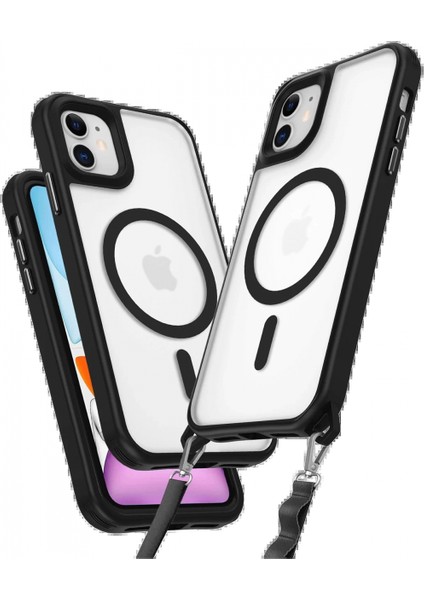 iPhone 12 Kılıf Enka Magsafe Silikon Kılıf - Siyah