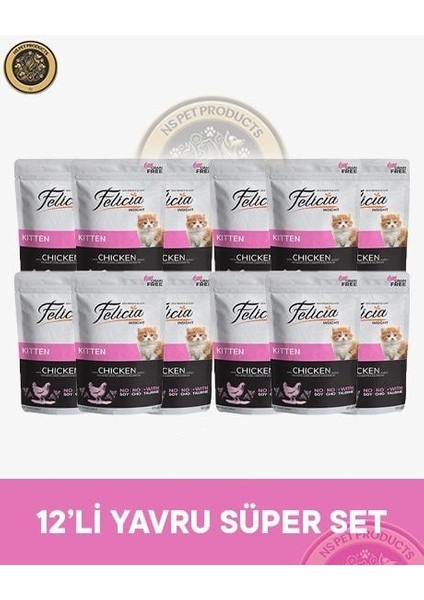 Pouch Yavru Tavuk Yaş Kedi Maması 12X85GR