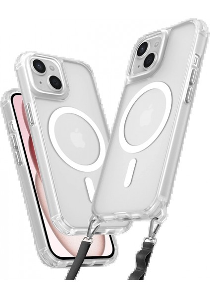 iPhone 15 Kılıf Enka Magsafe Silikon Kılıf - Şeffaf