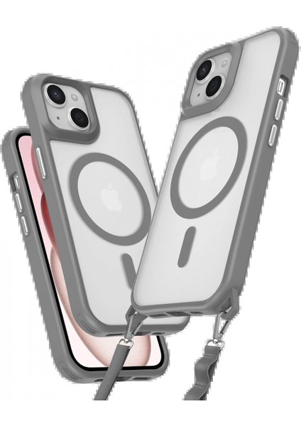 iPhone 15 Plus Kılıf Enka Magsafe Silikon Kılıf - Titan Gri