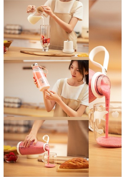 Taşınabilir Mini Meyve Karıştırıcı, Şarjlı, 500 Ml, Pembe modelleri