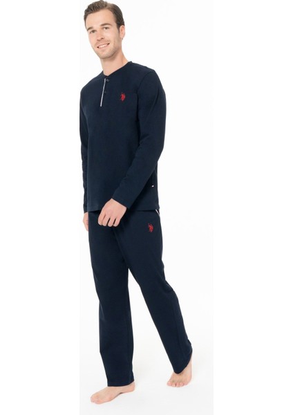 18958 Erkek Lacıvert Yuvarlak Yaka Uzun Kollu Pijama Takımı fiyatları