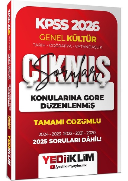 Yediiklim 2026 Kpss Genel Kültür Konularına Göre Düzenlenmiş Tamamı Çözümlü Çıkmış Sorular