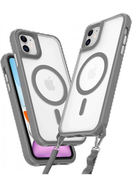 iPhone 12 Kılıf Enka Magsafe Silikon Kılıf - Titan Gri