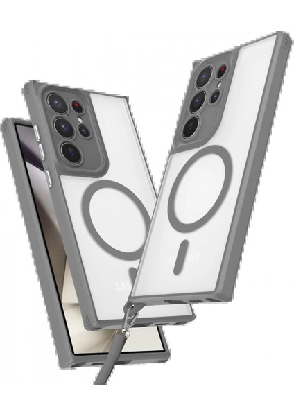 Samsung Galaxy S23 Ultra Kılıf Enka Magsafe Silikon Kılıf - Titan Gri