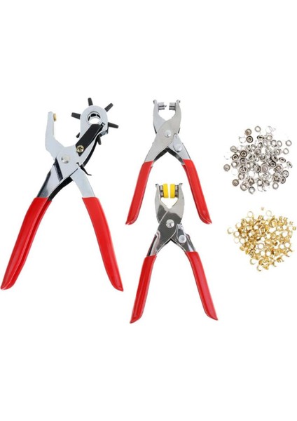 Kemer Perçin Kuş Gözü Çıt Çıt Delme ve Çakım Seti 3'lü