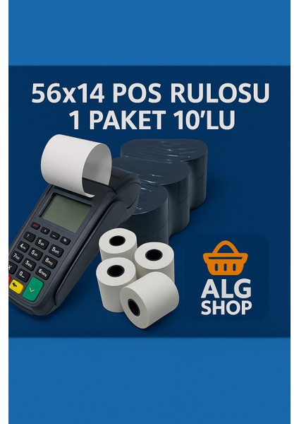 56X14 Pos Rulo Kağıdı 5 Adet 10’lu Paket Termal Yazıcı Fiş Kağıdı