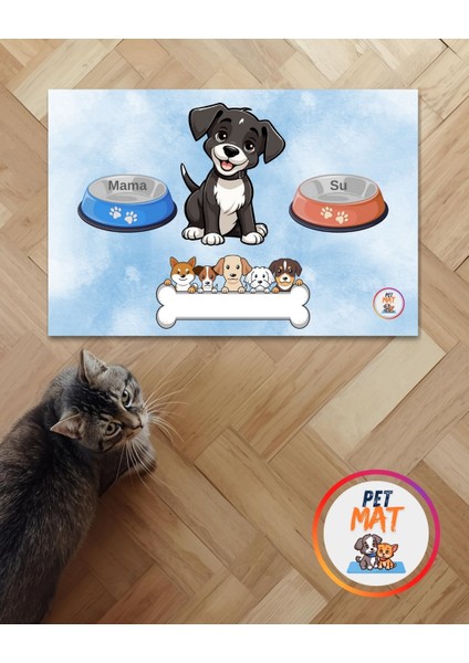 Petmat Kedi Mama Paspası , Kaymaz Taban , Yıkanabilir , Evcil Hayvan Paspası 1001-M