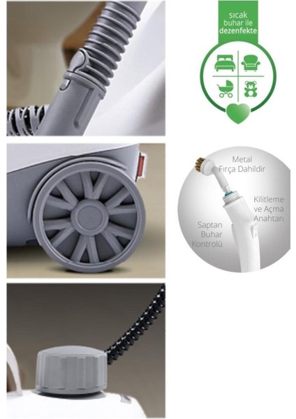 Çok Fonksiyonlu Buharlı Temizlik Makinesi, 12 Parça Aksesuar ile Etkili Temizlik Sağlar fırsatları