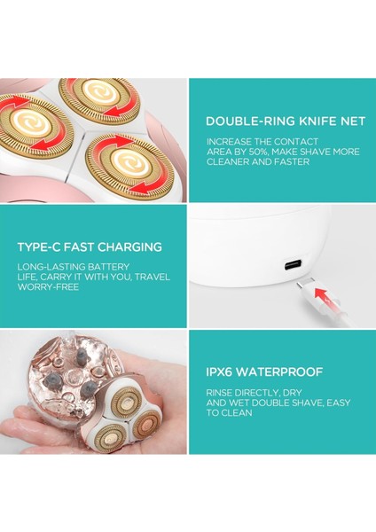 Su Geçirmez Kadın Tıraş Makinesi, Islak-Kuru, Yüz-Bikini-Bacak, Hızlı Şarjli fiyatları