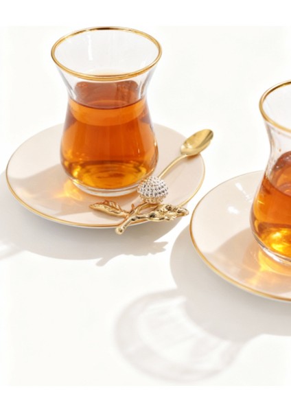 Pandoranın Kutusu Porselen Tabaklı Taşlı Çay Seti 12 Parça fiyatları