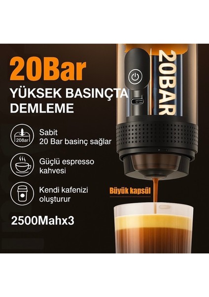 Taşınabilir Espresso Makinesi V2 Siyah 20BAR, Pratik ve Şık Kahve Deneyimi modelleri