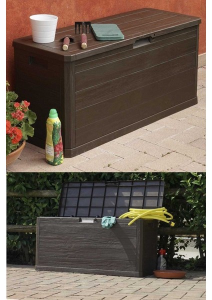 Ahşap Görünümlü 280 Lt Depolama Sandığı, Şık ve Dayanıklı Tasarım